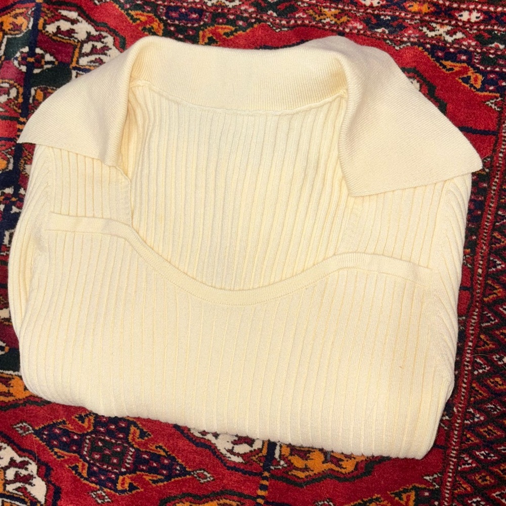Cream Ribbed Knit Top - Picture 3 of 4